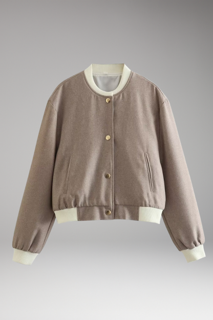 Women's Bomber Jacket Elastic Cuffs Side Pockets