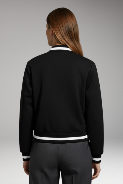 Women's Flight Jacket Elastic Cuffs Snap Button