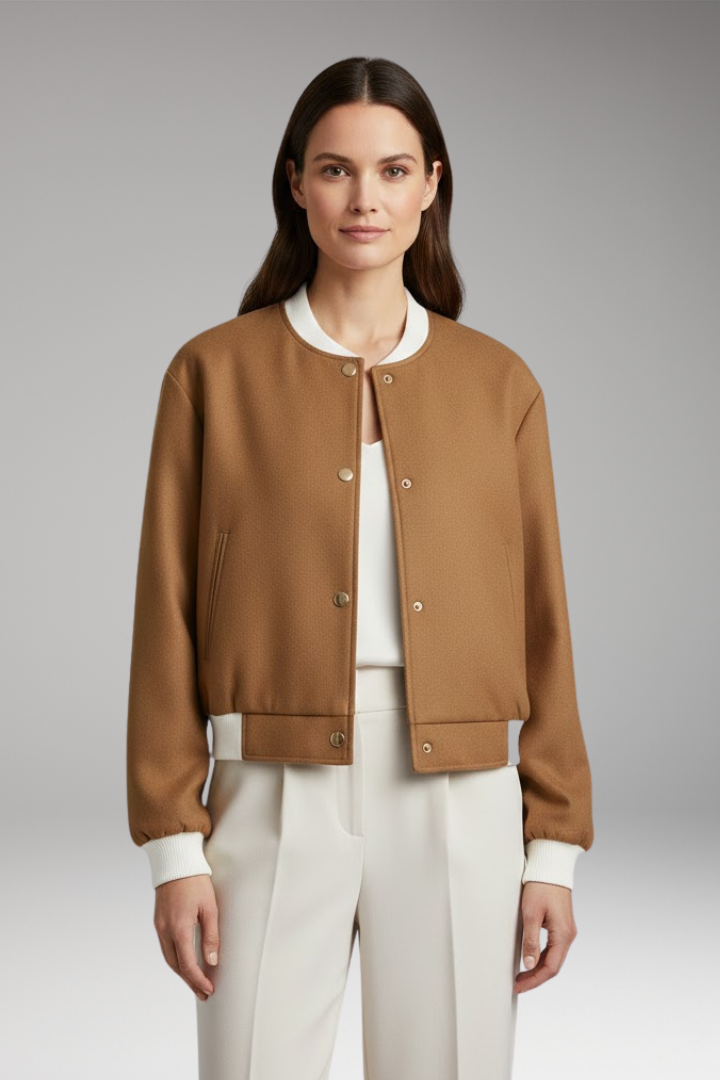 Women's Elastic Waist Flight Jacket Contrasting Details