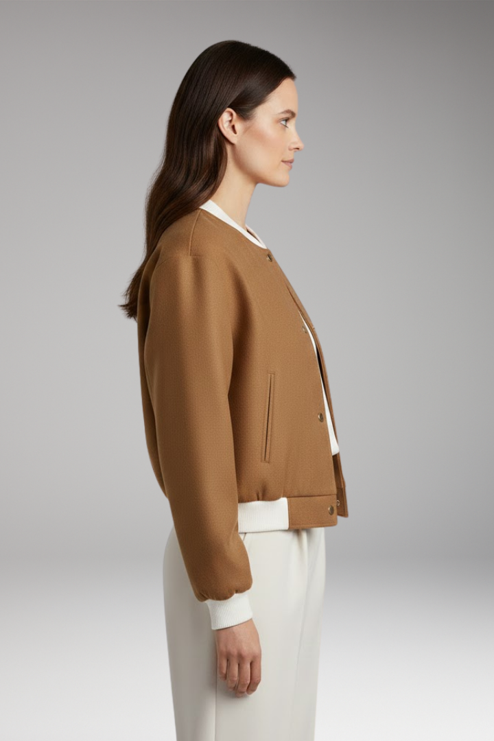 Women's Elastic Waist Flight Jacket Contrasting Details