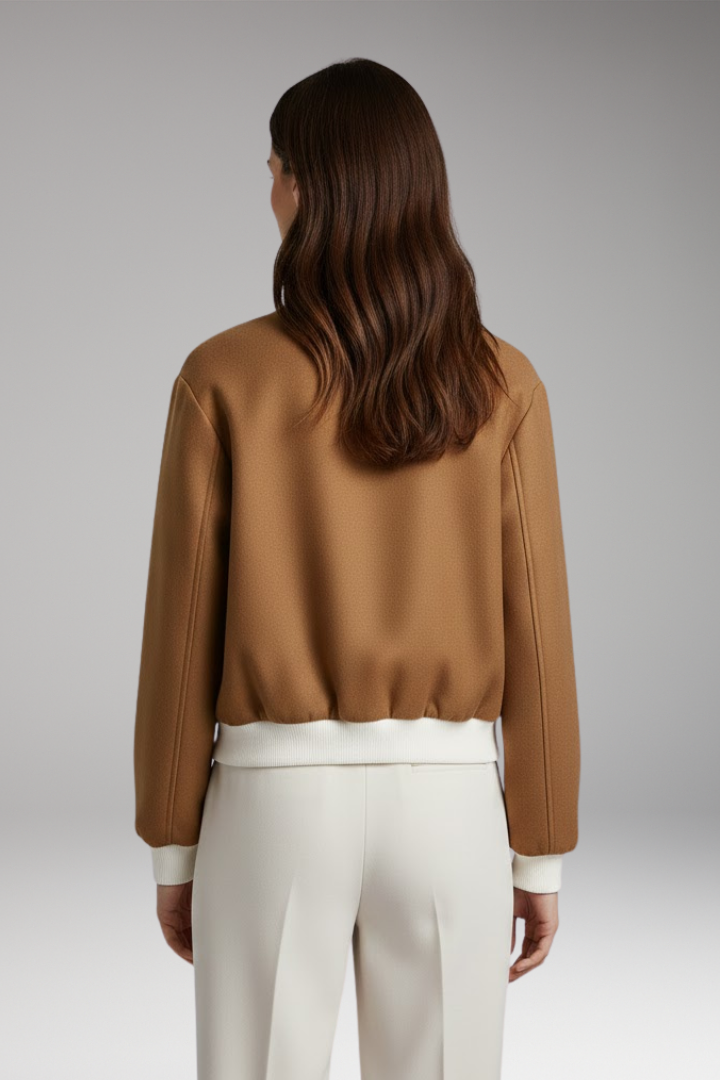 Women's Elastic Waist Flight Jacket Contrasting Details