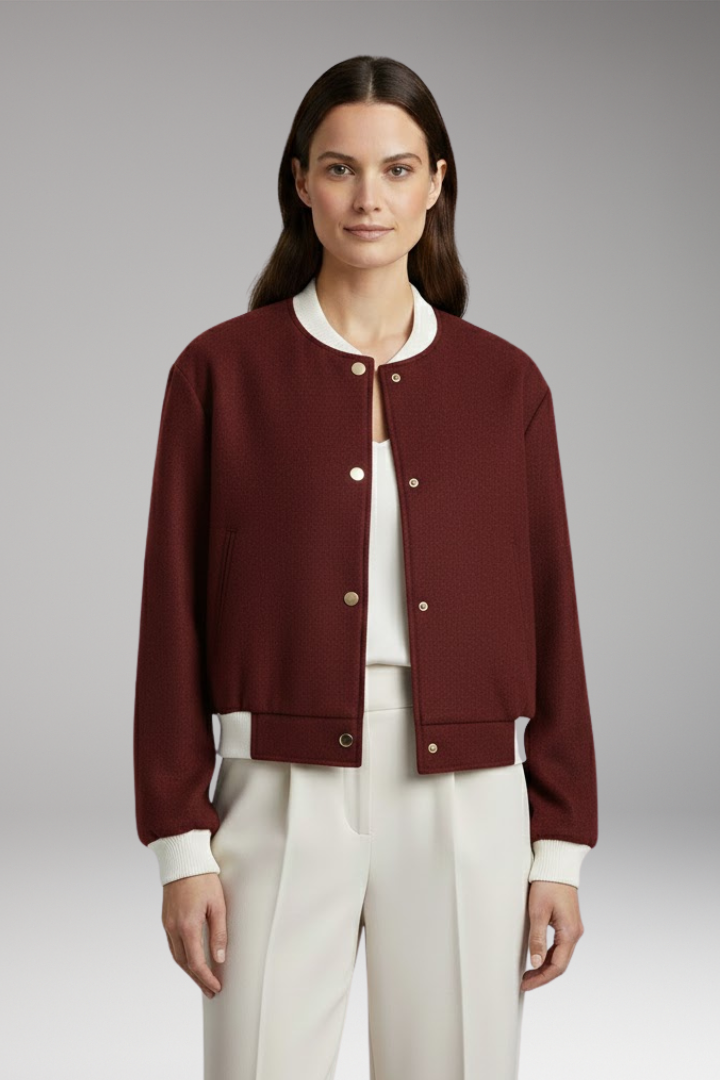 Women's Elastic Waist Flight Jacket Contrasting Details