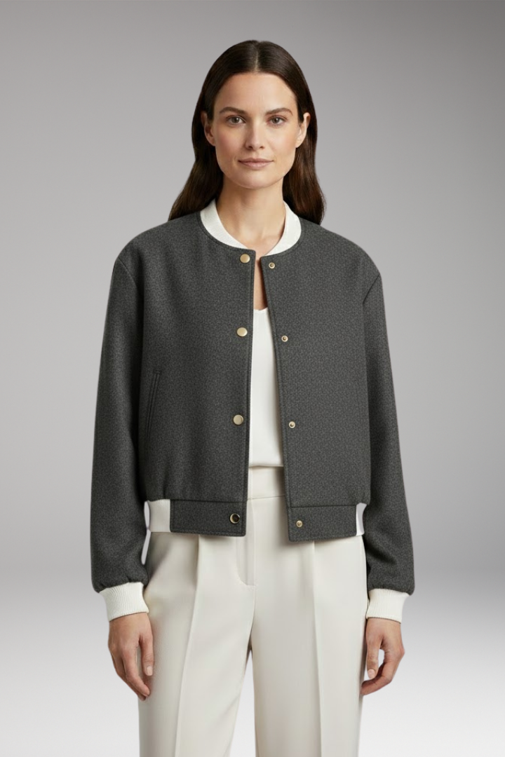 Women's Elastic Waist Flight Jacket Contrasting Details