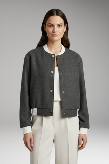 Women's Elastic Waist Flight Jacket Contrasting Details