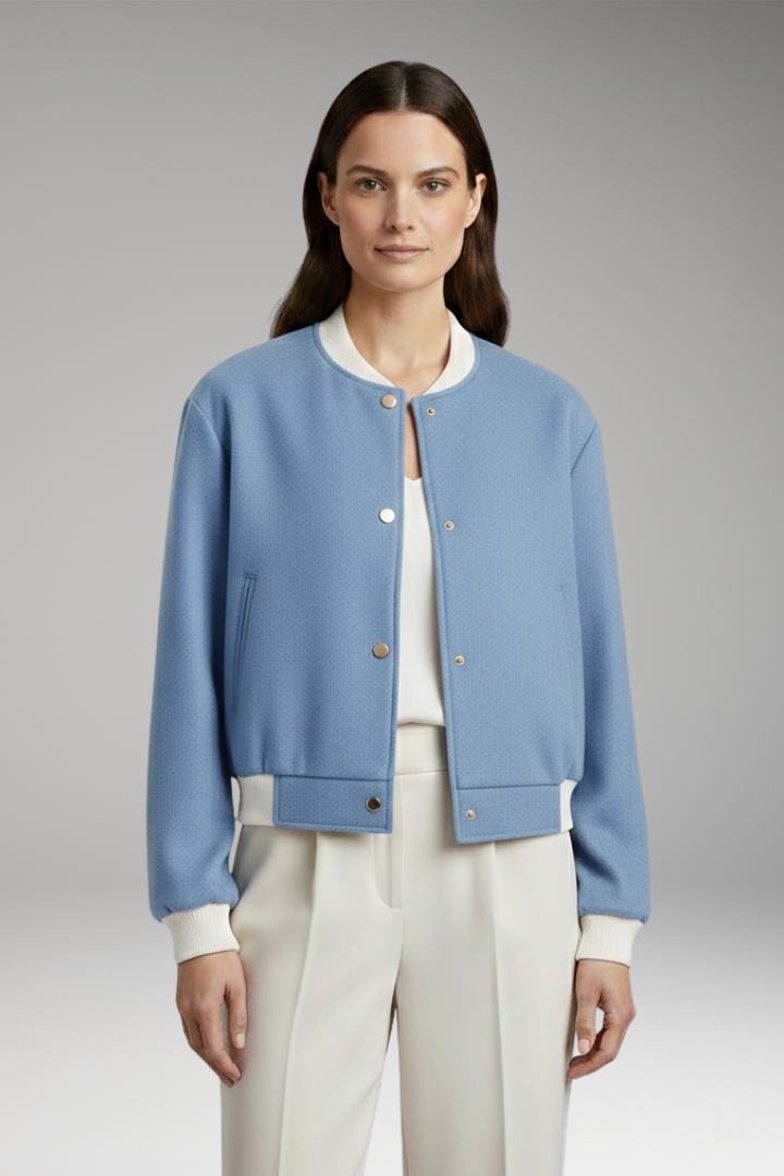 Women's Elastic Waist Flight Jacket Contrasting Details
