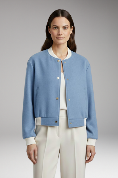 Women's Elastic Waist Flight Jacket Contrasting Details