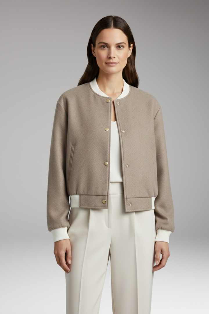Women's Elastic Waist Flight Jacket Contrasting Details