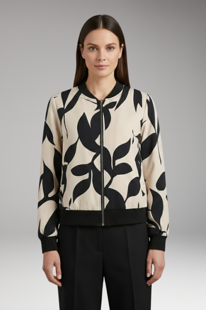 Women's Floral Flight Jacket Elastic Cuffs