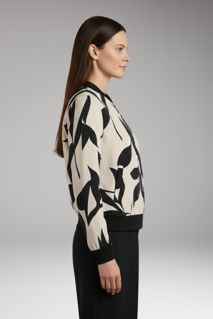 Women's Floral Flight Jacket Elastic Cuffs