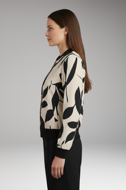 Women's Floral Flight Jacket Elastic Cuffs