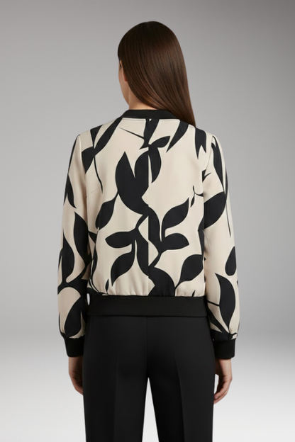 Women's Floral Flight Jacket Elastic Cuffs