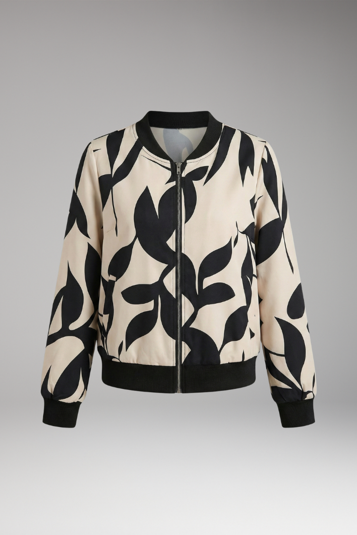 Women's Floral Bomber Jacket Elastic Cuffs