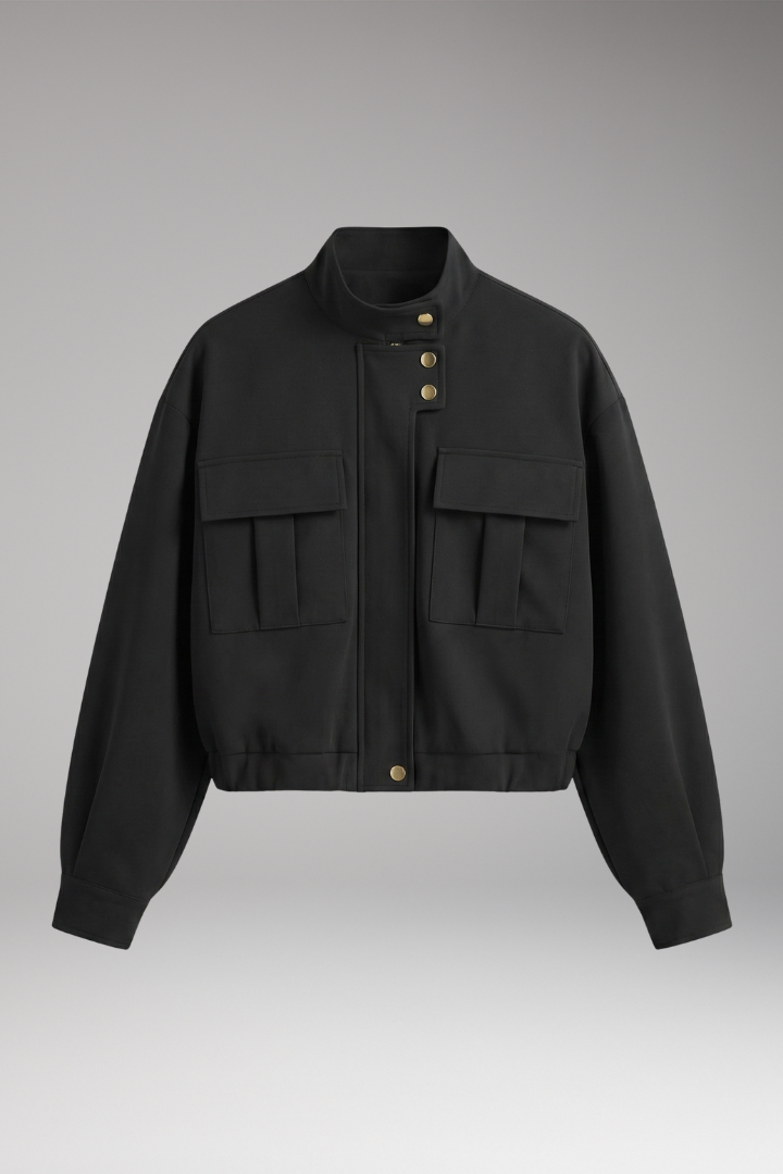 Women's Bomber Jacket Front Zip Pocket