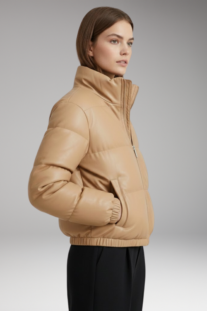 Women's Flight Jacket Zipper Ribbed Hem