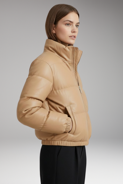 Women's Flight Jacket Zipper Ribbed Hem