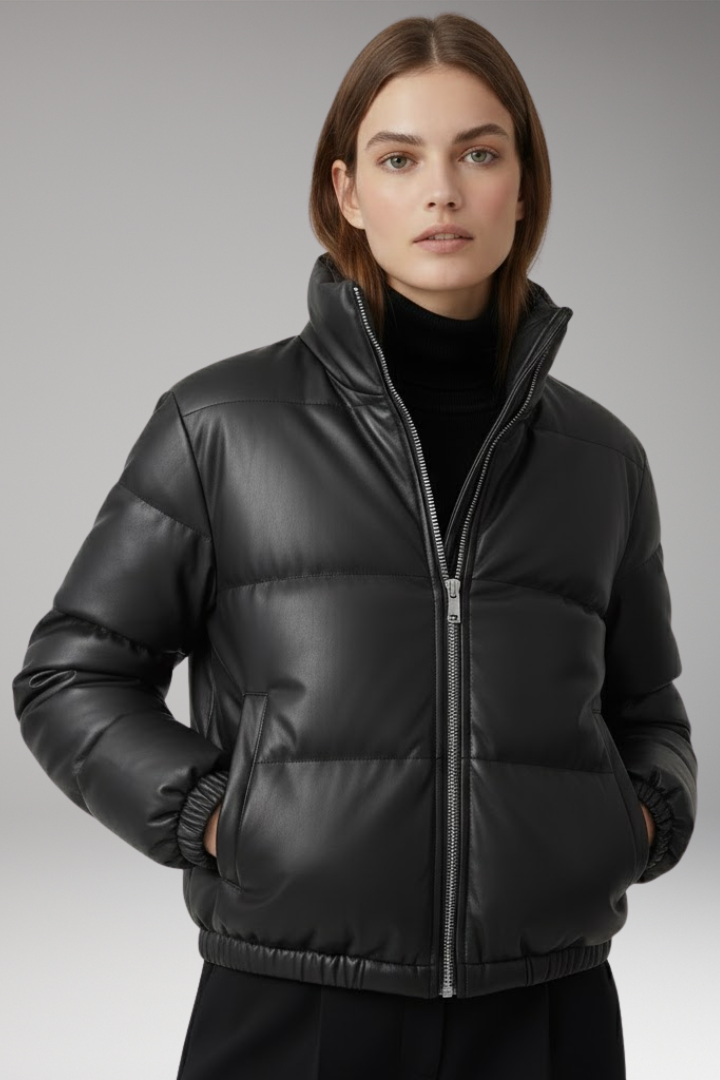 Women's Flight Jacket Zipper Ribbed Hem