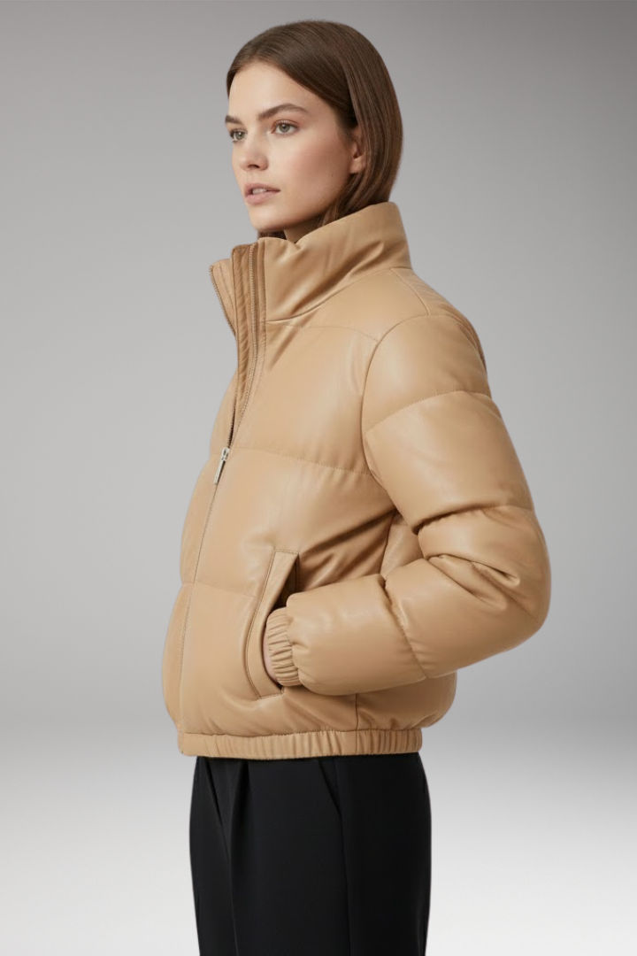 Women's Flight Jacket Zipper Ribbed Hem