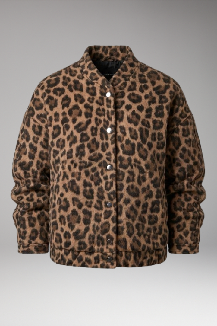 Women's Bomber Jacket Gathered Sleeves Front Zip
