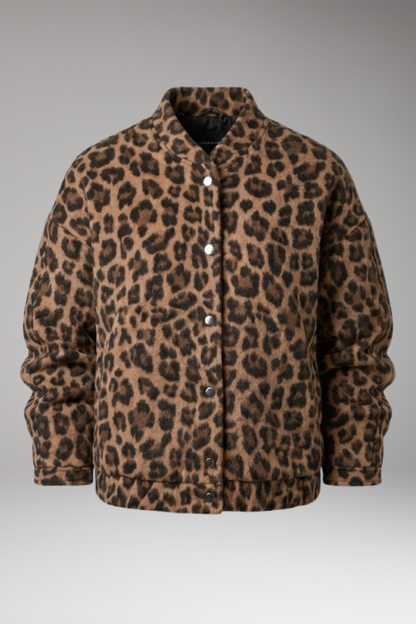 Women's Bomber Jacket Gathered Sleeves Front Zip
