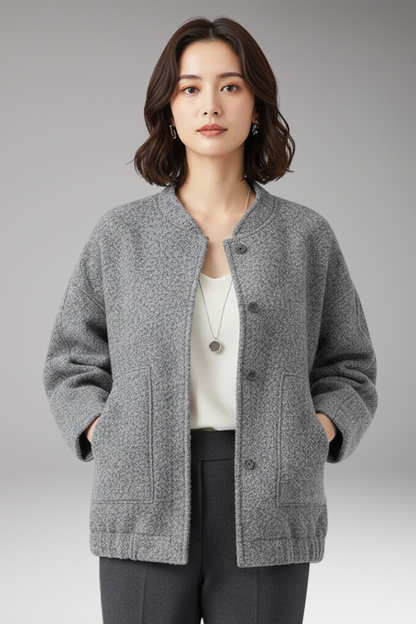Women's Flight Jacket Hidden Button Closure