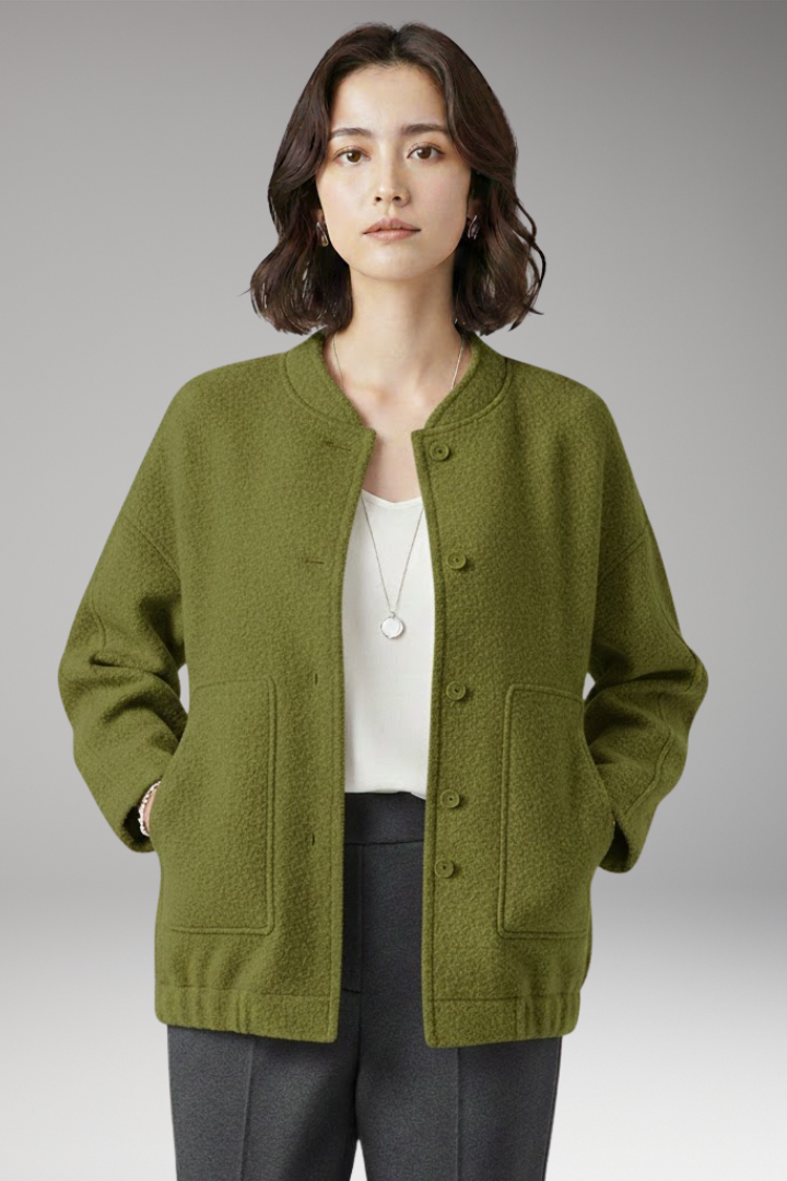Women's Flight Jacket Hidden Button Closure