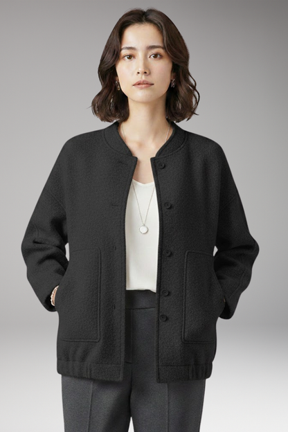 Women's Flight Jacket Hidden Button Closure