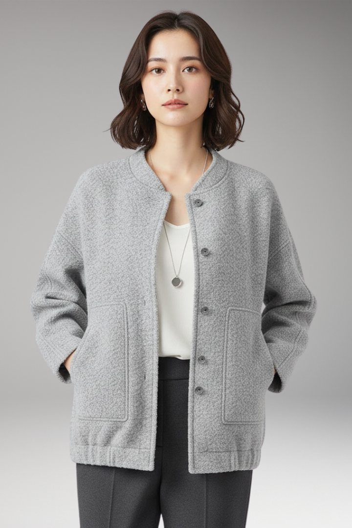 Women's Flight Jacket Hidden Button Closure