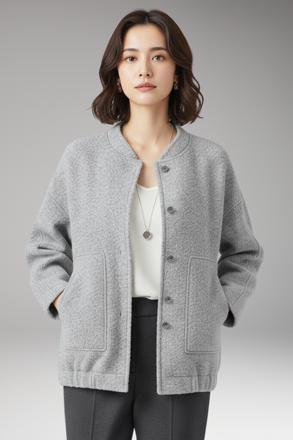 Women's Flight Jacket Hidden Button Closure