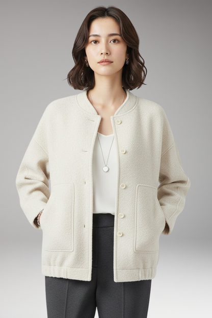 Women's Flight Jacket Hidden Button Closure