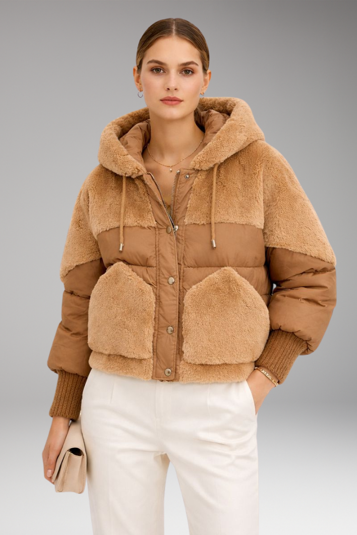 Women's Hooded Flight Jacket Zipper Closure
