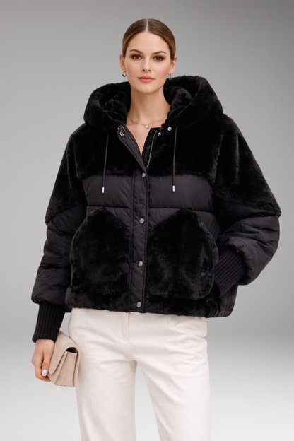 Women's Hooded Flight Jacket Zipper Closure