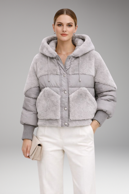 Women's Hooded Flight Jacket Zipper Closure
