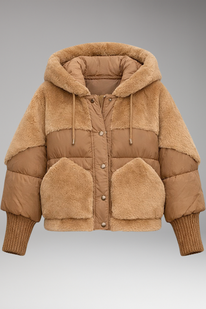 Women's Hooded Bomber Jacket Zipper Closure
