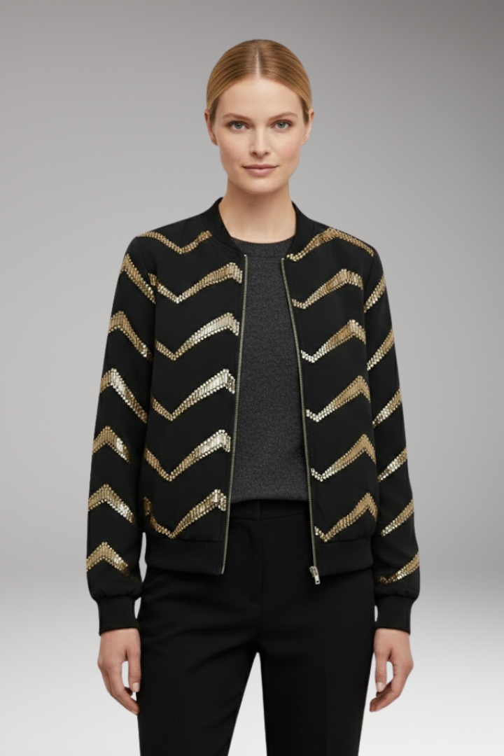Women's Metallic Flight Jacket Sporty Cut