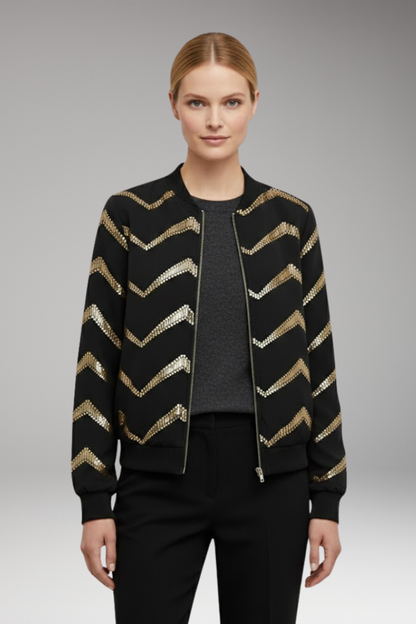 Women's Metallic Flight Jacket Sporty Cut