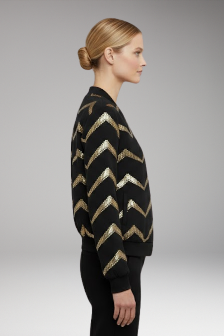 Women's Metallic Flight Jacket Sporty Cut