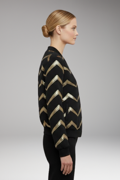 Women's Metallic Flight Jacket Sporty Cut