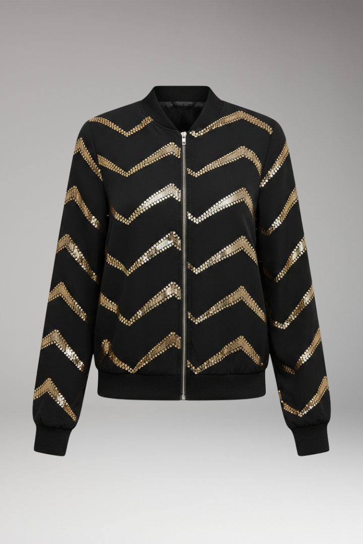 Women's Metallic Bomber Jacket Sporty Cut