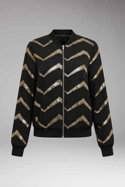 Women's Metallic Bomber Jacket Sporty Cut
