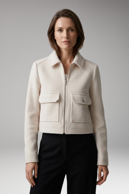 Women's Flight Jacket Zipper Closure Patch Pockets
