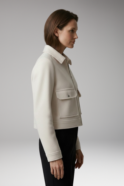 Women's Flight Jacket Zipper Closure Patch Pockets