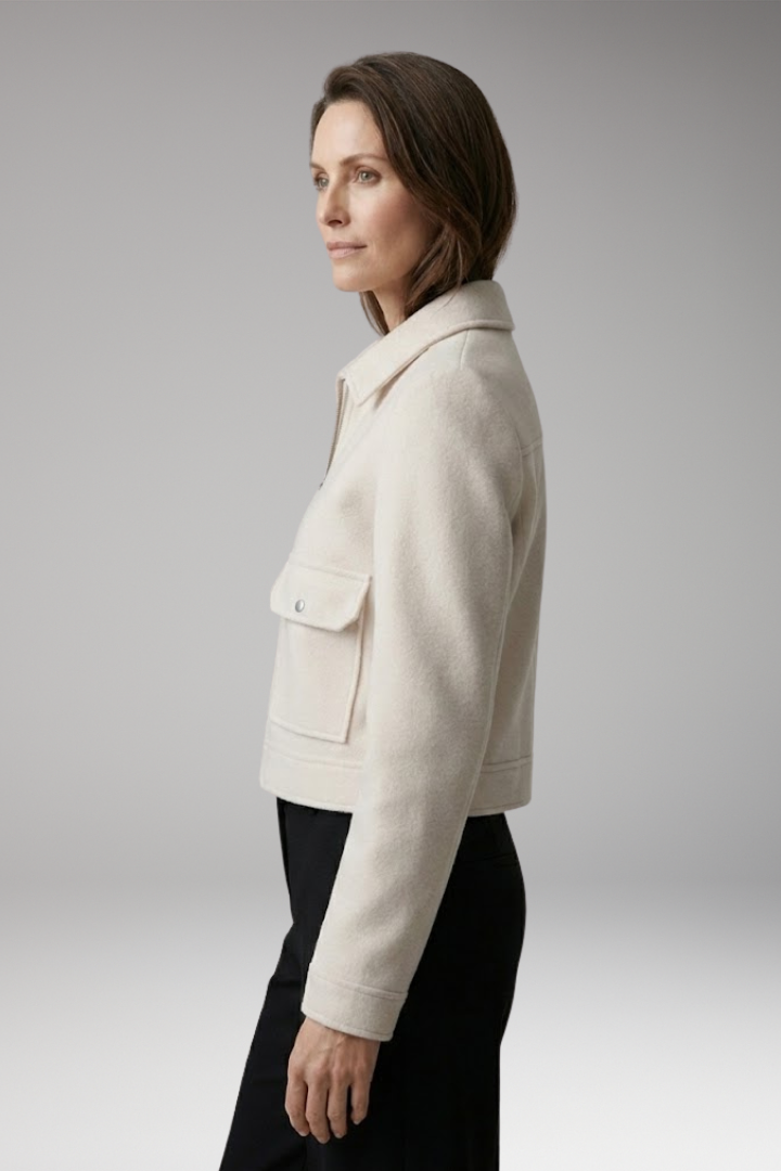 Women's Flight Jacket Zipper Closure Patch Pockets