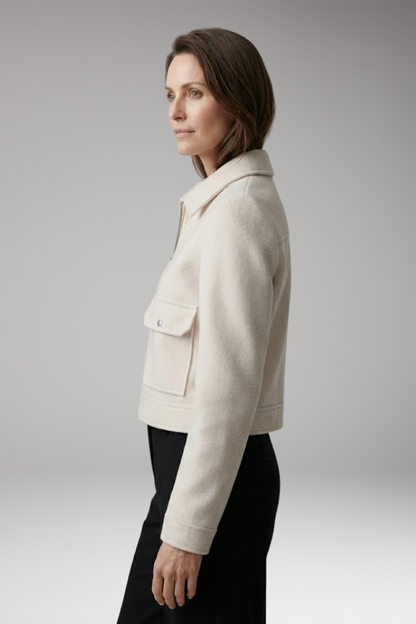 Women's Flight Jacket Zipper Closure Patch Pockets