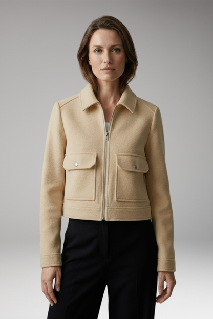 Women's Flight Jacket Zipper Closure Patch Pockets