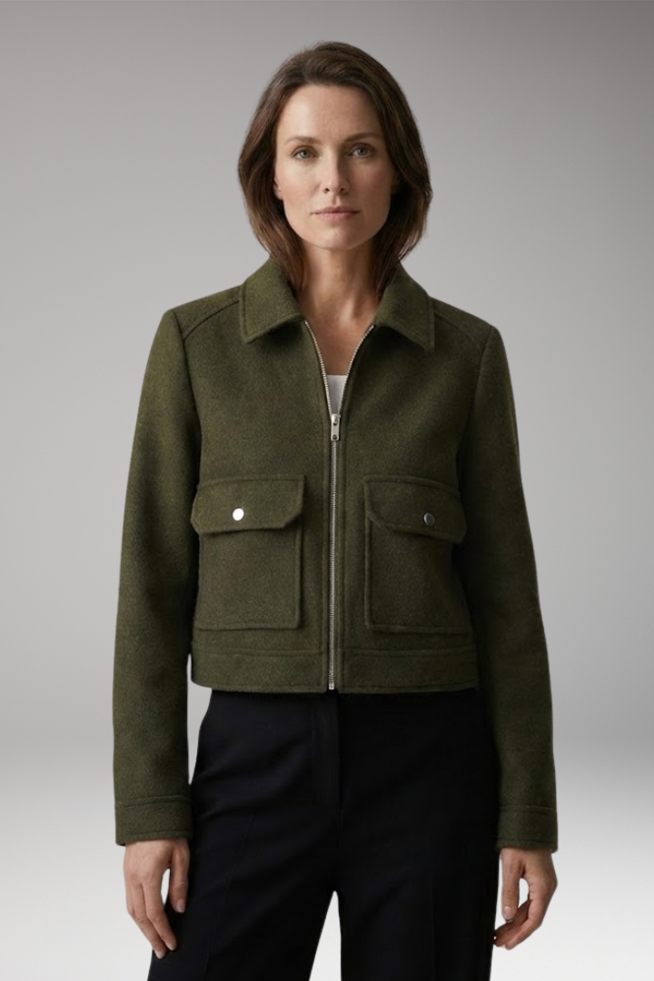 Women's Flight Jacket Zipper Closure Patch Pockets