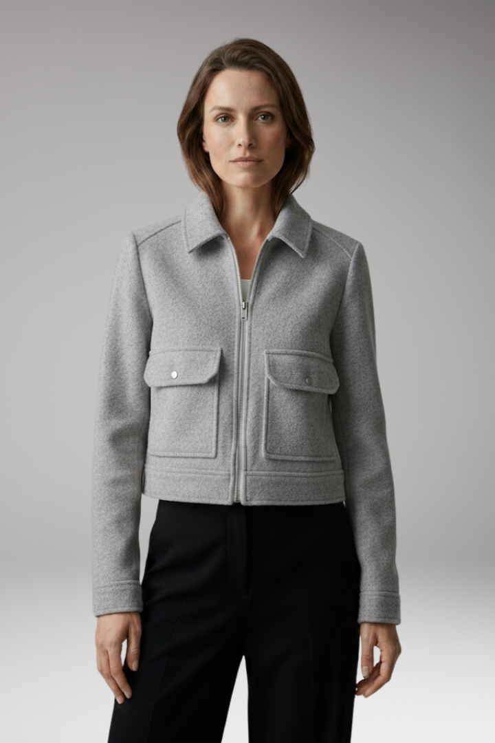 Women's Flight Jacket Zipper Closure Patch Pockets