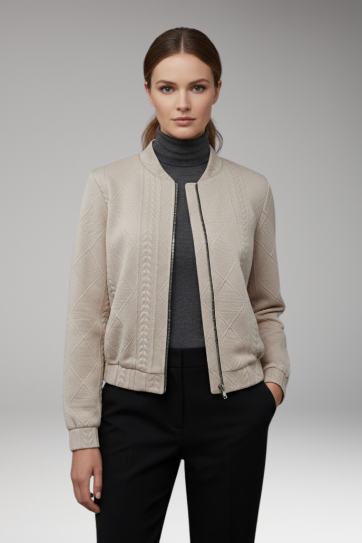 Women's Flight Jacket Ribbed Cuffs Zip Front