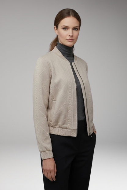 Women's Flight Jacket Ribbed Cuffs Zip Front