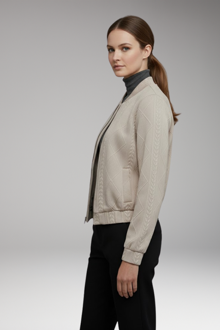 Women's Flight Jacket Ribbed Cuffs Zip Front