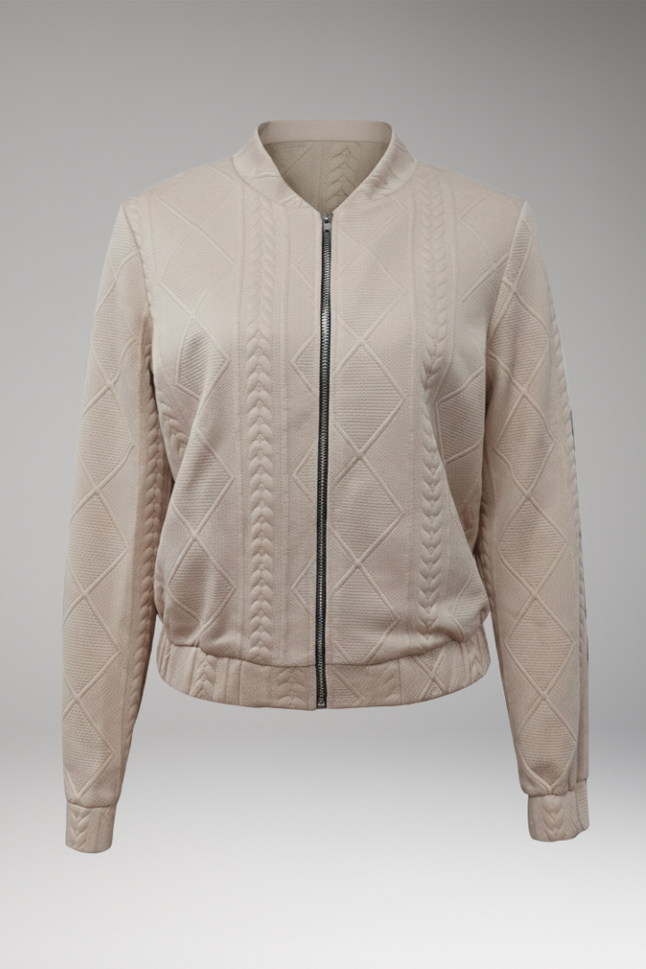 Women's Bomber Jacket Ribbed Cuffs Zip Front